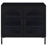  Coaster Furniture Jess 950420 2-door Arched Fluted Glass Accent Cabinet - Black IMAGE 3