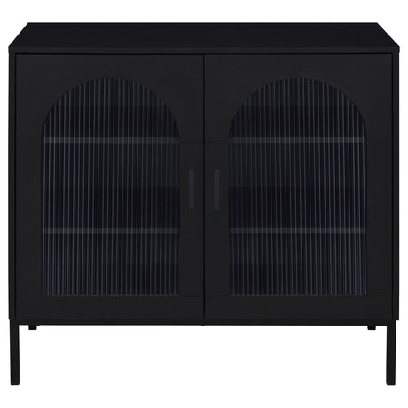  Coaster Furniture Jess 950420 2-door Arched Fluted Glass Accent Cabinet - Black IMAGE 3