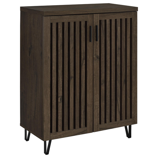  Coaster Furniture Brixton 950423 2-door Entryway Shoe Storage Cabinets - Smoked Oak IMAGE 1
