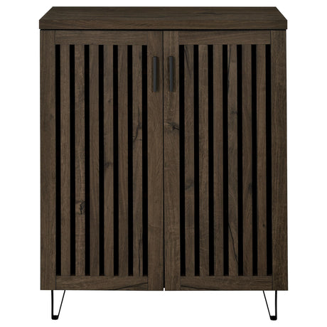  Coaster Furniture Brixton 950423 2-door Entryway Shoe Storage Cabinets - Smoked Oak IMAGE 3