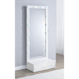  Coaster Furniture Spector 960954 1-drawer Lighted Full-Length Floor Mirror - White High Gloss IMAGE 14