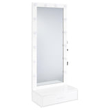  Coaster Furniture Spector 960954 1-drawer Lighted Full-Length Floor Mirror - White High Gloss IMAGE 3