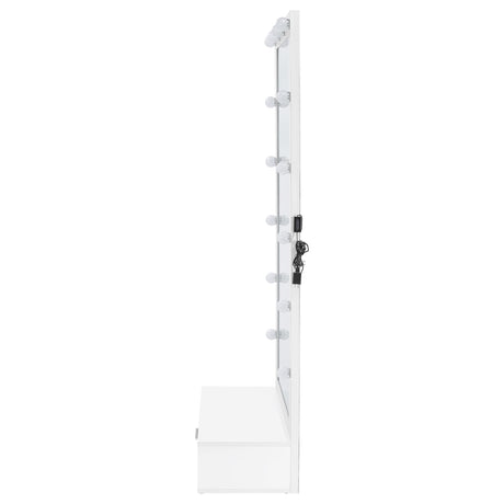  Coaster Furniture Spector 960954 1-drawer Lighted Full-Length Floor Mirror - White High Gloss IMAGE 7