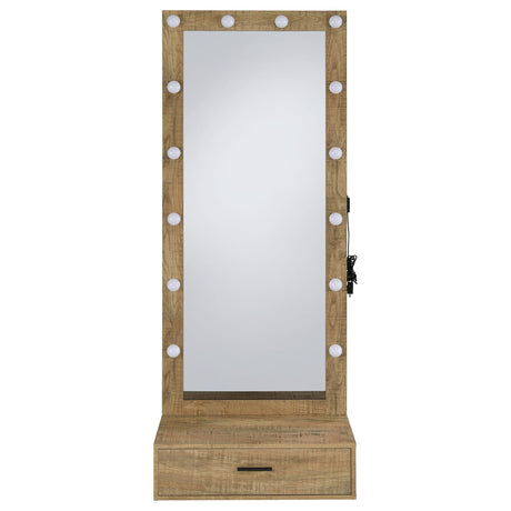  Coaster Furniture Spector 960965 1-drawer Lighted Full-Length Floor Mirror - Mango IMAGE 5