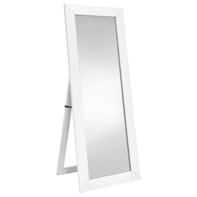  Coaster Furniture Cadence 961656 Tempered Glass Full Length Mirror - White High Gloss IMAGE 1