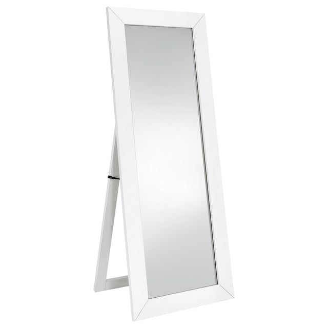  Coaster Furniture Cadence 961656 Tempered Glass Full Length Mirror - White High Gloss IMAGE 1