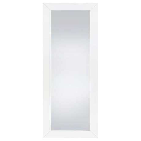  Coaster Furniture Cadence 961656 Tempered Glass Full Length Mirror - White High Gloss IMAGE 2