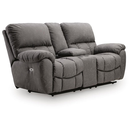  Signature Design by Ashley Bakerstein PC1250318 Power Recliner Loveseat with Console & Adjustable Headrest IMAGE 1