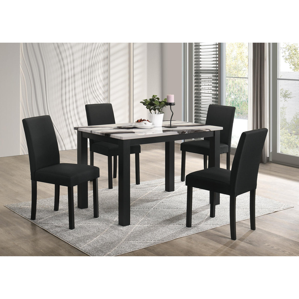  Crown Mark Resia 2120BMBL-T-3048 Dining Table Faux Marble - Brown IMAGE 2