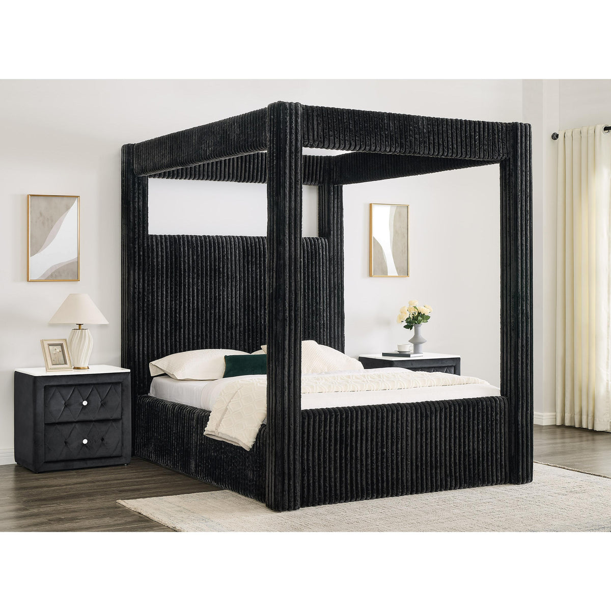  Crown Mark Carla 5118BK-K King Canopy Bed - Black IMAGE 2