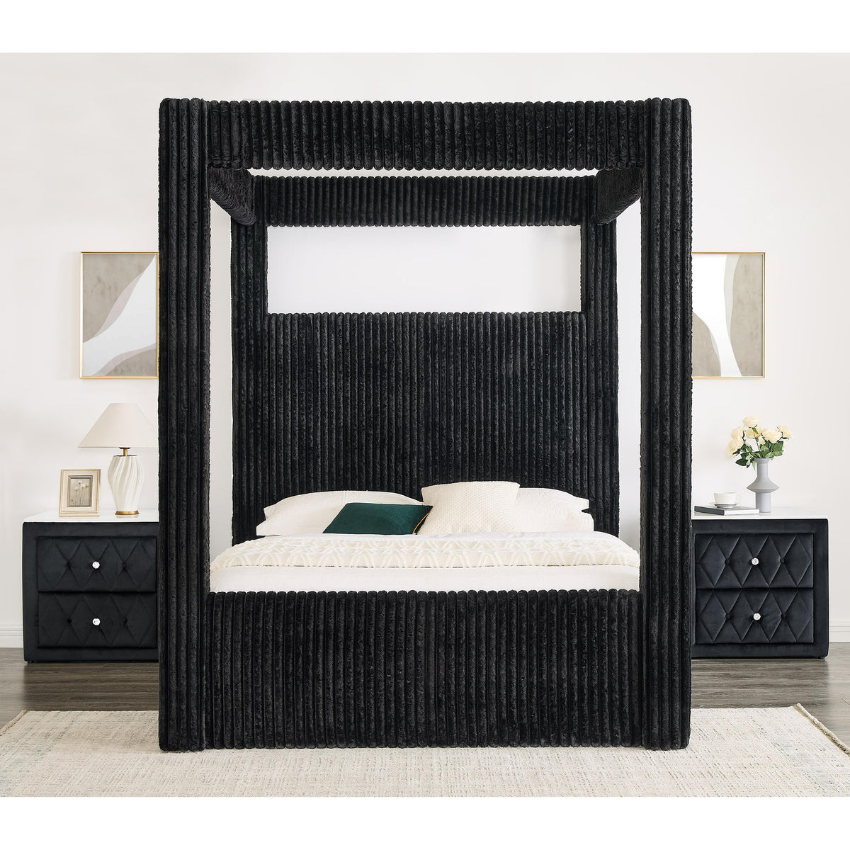  Crown Mark Carla 5118BK-Q Queen Canopy Bed - Black IMAGE 3