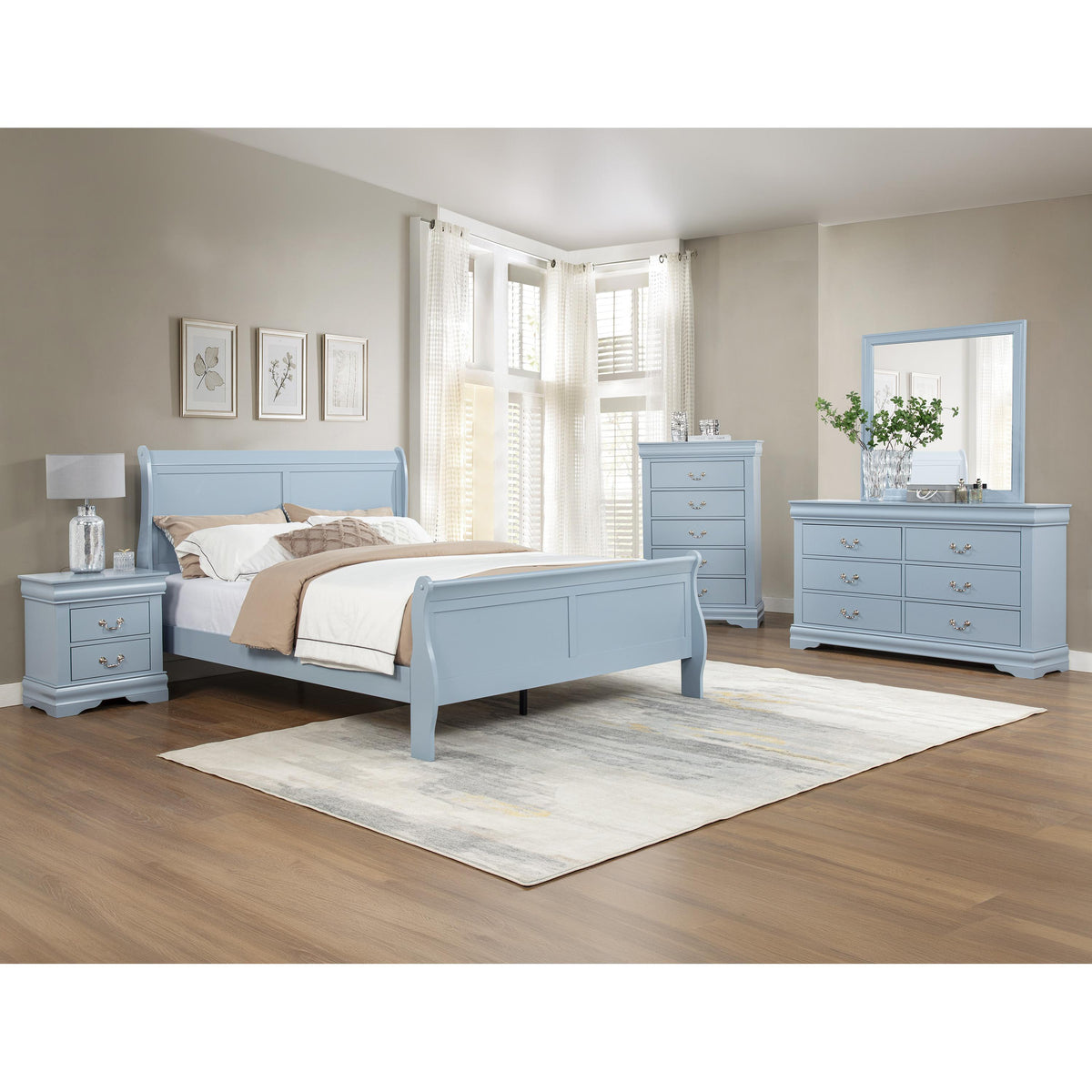  Crown Mark Louis Philip B3760-T Twin Bed - Blue IMAGE 2