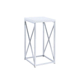 Edmund Accent Table with X-cross Glossy White and Chrome image