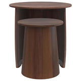 Yency 2-piece Round Mango Wood Nesting Table Set Dark Brown