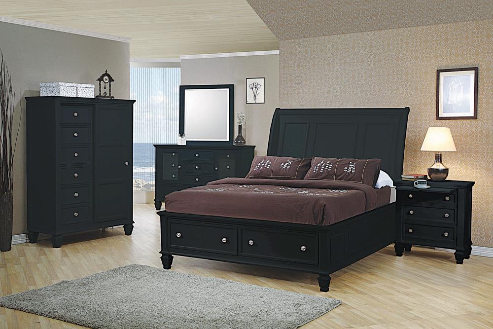 Sandy Beach Eastern King Storage Sleigh Bed Black