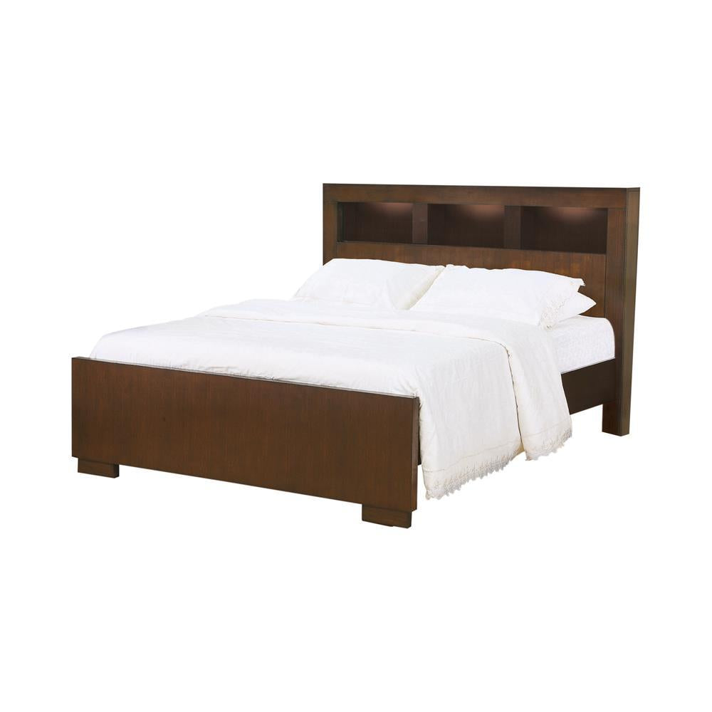 Jessica Eastern King Bed With Storage Headboard Cappuccino