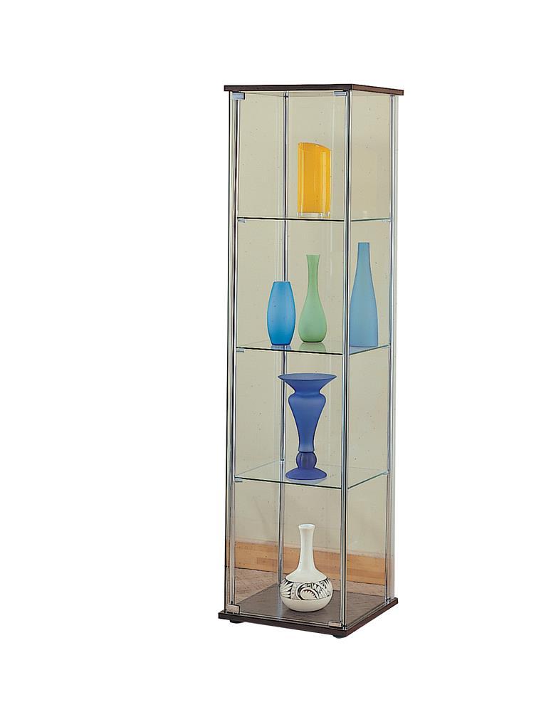 Bellatrix Rectangular 4-Shelf Curio Cabinet Cappuccino And Clear