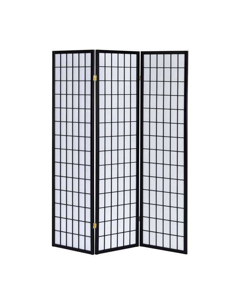 Carrie 3-Panel Folding Screen Black And White