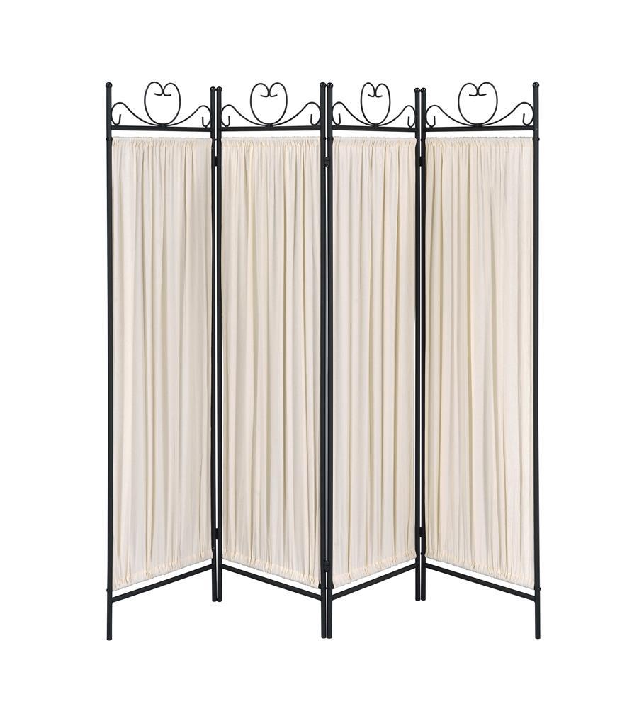 Dove 4-Panel Folding Screen Beige And Black