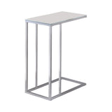 Stella Glass Top Accent Table Chrome And White