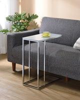 Stella Glass Top Accent Table Chrome And White