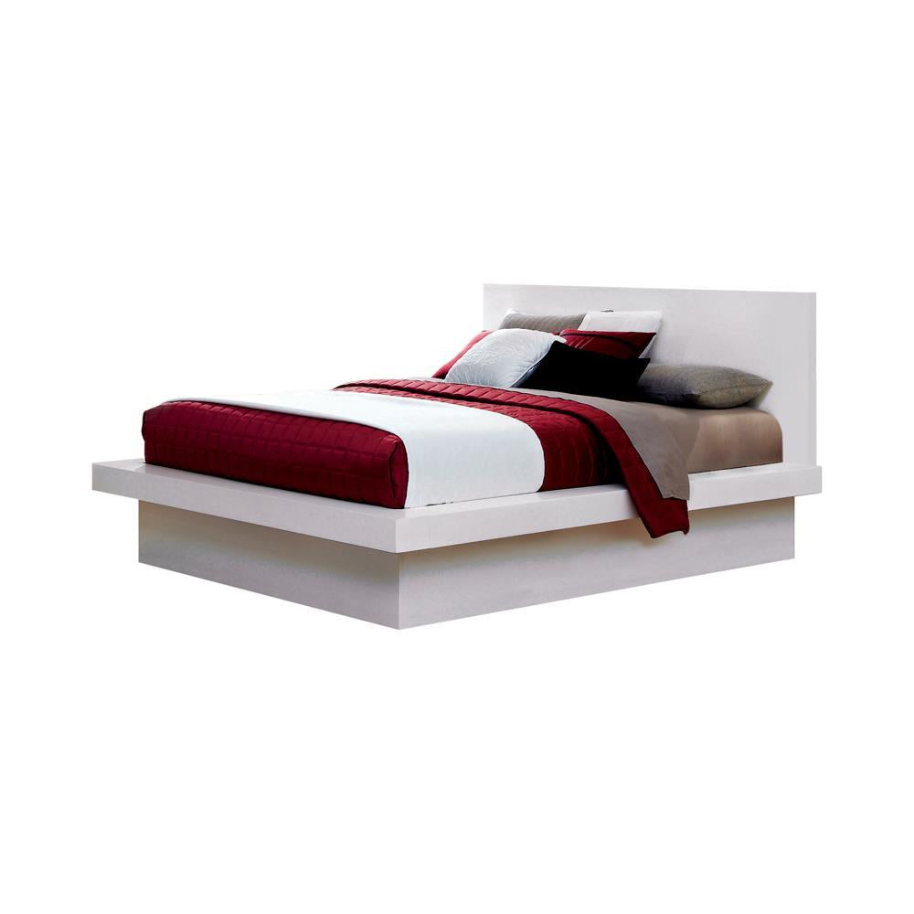 Jessica Queen Platform Bed With Rail Seating White