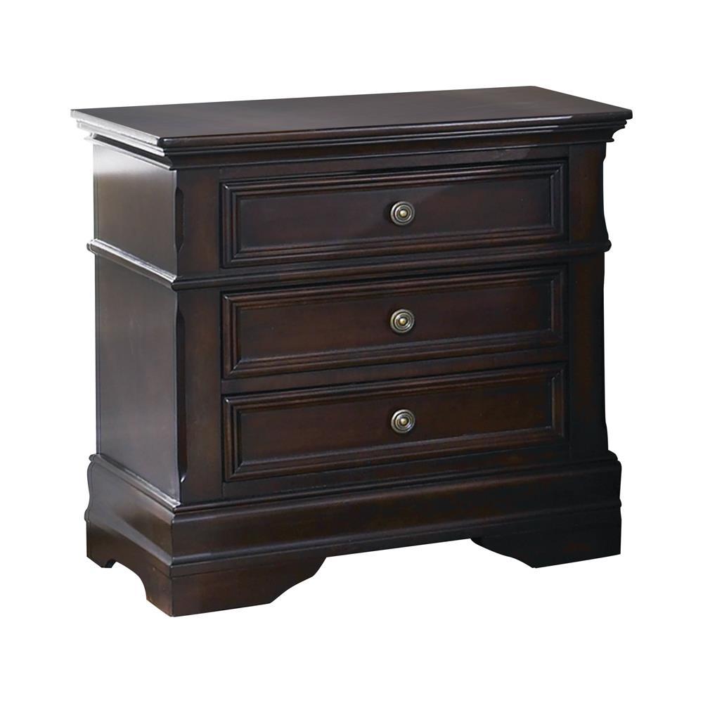 Cambridge 3-Drawer Rectangular Nightstand Cappuccino