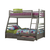 Ashton Twin Over Full Bunk 2-Drawer Bed Grey