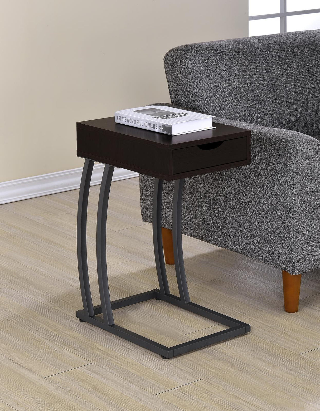 Troy Accent Table With Power Outlet Cappuccino