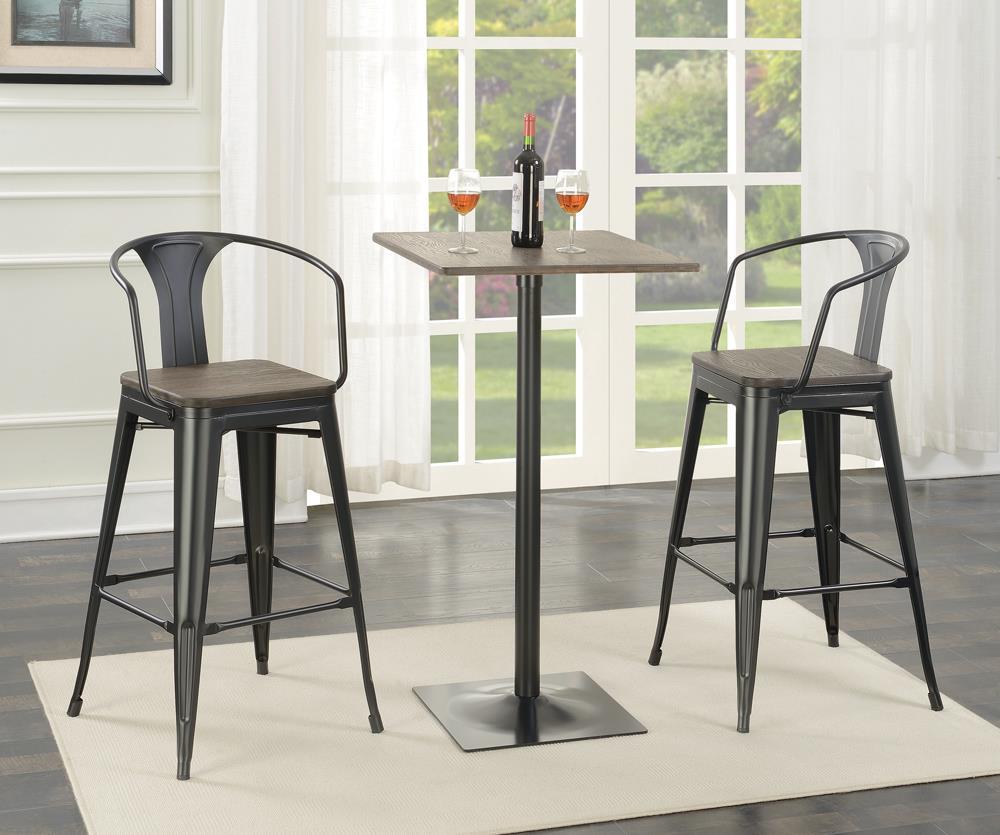 Cavalier Square Bar Table Dark Elm And Matte Black