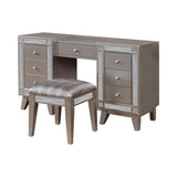 Leighton Vanity Desk And Stool Metallic Mercury