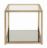 Cora End Table With Mirror Shelf Chocolate Chrome