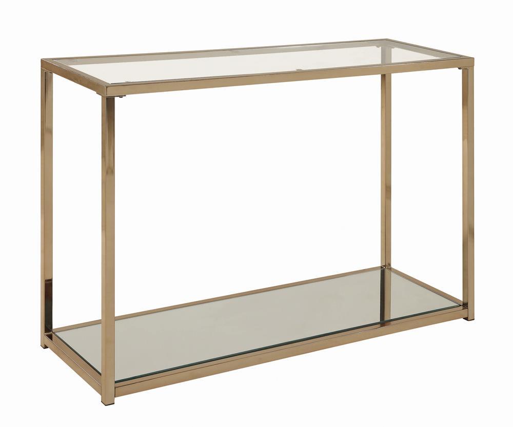 Cora Sofa Table With Mirror Shelf Chocolate Chrome