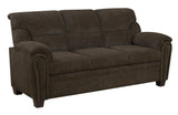 Clementine Upholstered Sofa With Nailhead Trim Brown