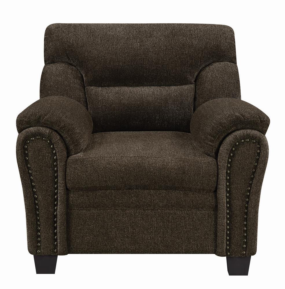 Clementine Upholstered Chair With Nailhead Trim Brown