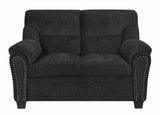 Clementine Upholstered Loveseat With Nailhead Trim Grey