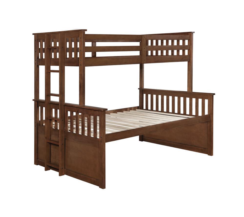 Atkin Twin Extra Long Over Queen 3-Drawer Bunk Bed Weathered Walnut