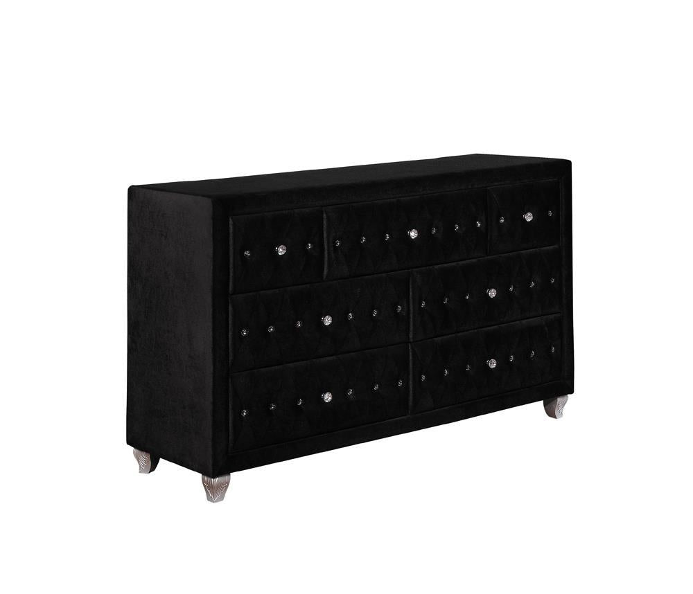 Deanna 7-Drawer Rectangular Dresser Black