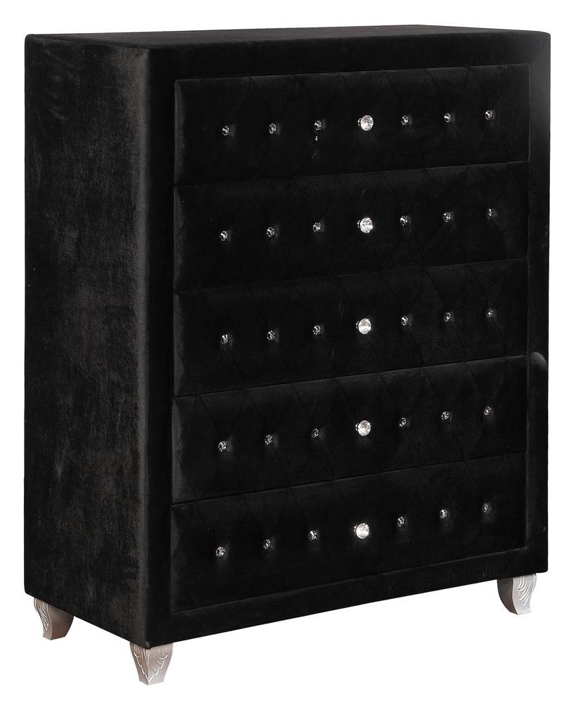 Deanna Deanna 5-Drawer Rectangular Chest Black