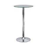 Abiline Glass Top Round Bar Table Chrome