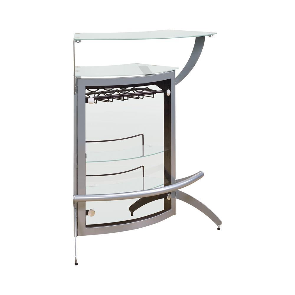 Dallas 2-Shelf Home Bar Silver And Frosted Glass