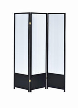 Calix 3-Panel Folding Floor Screen Translucent And Black