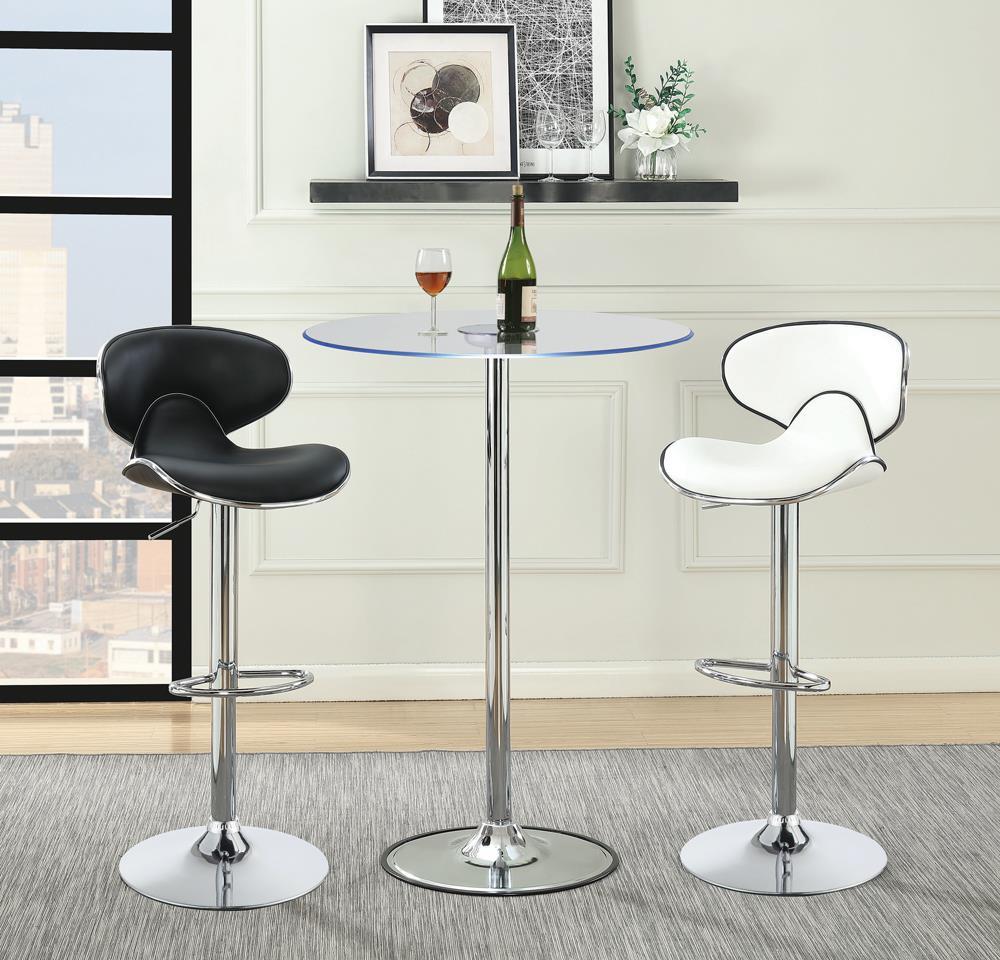 Edenton Upholstered Adjustable Height Bar Stools Black And Chrome (Set Of 2)