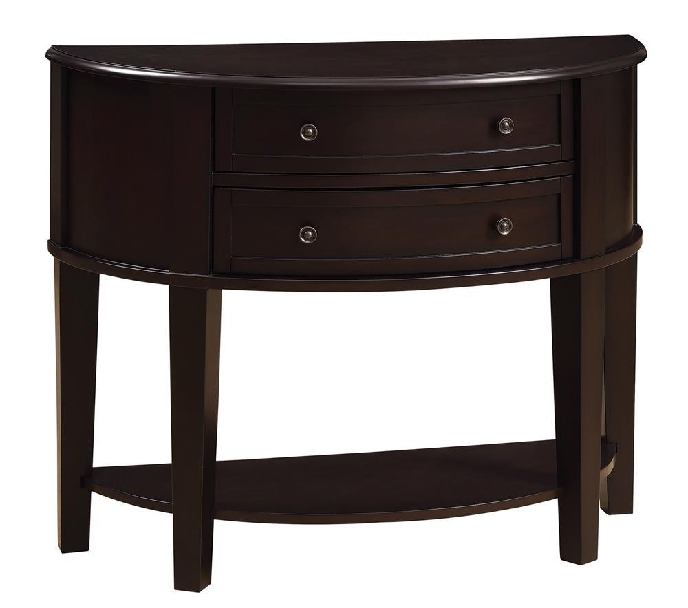 Diane 2-Drawer Demilune Shape Console Table Cappuccino