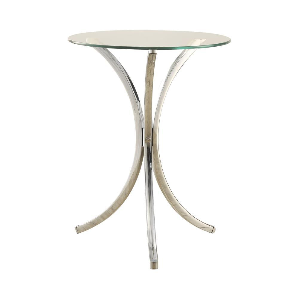 Eloise Round Accent Table With Curved Legs Chrome