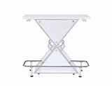 Atoka X-Shaped Bar Unit With Wine Bottle Storage Glossy White