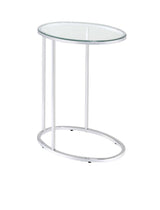 Kyle Oval Snack Table Chrome And Clear