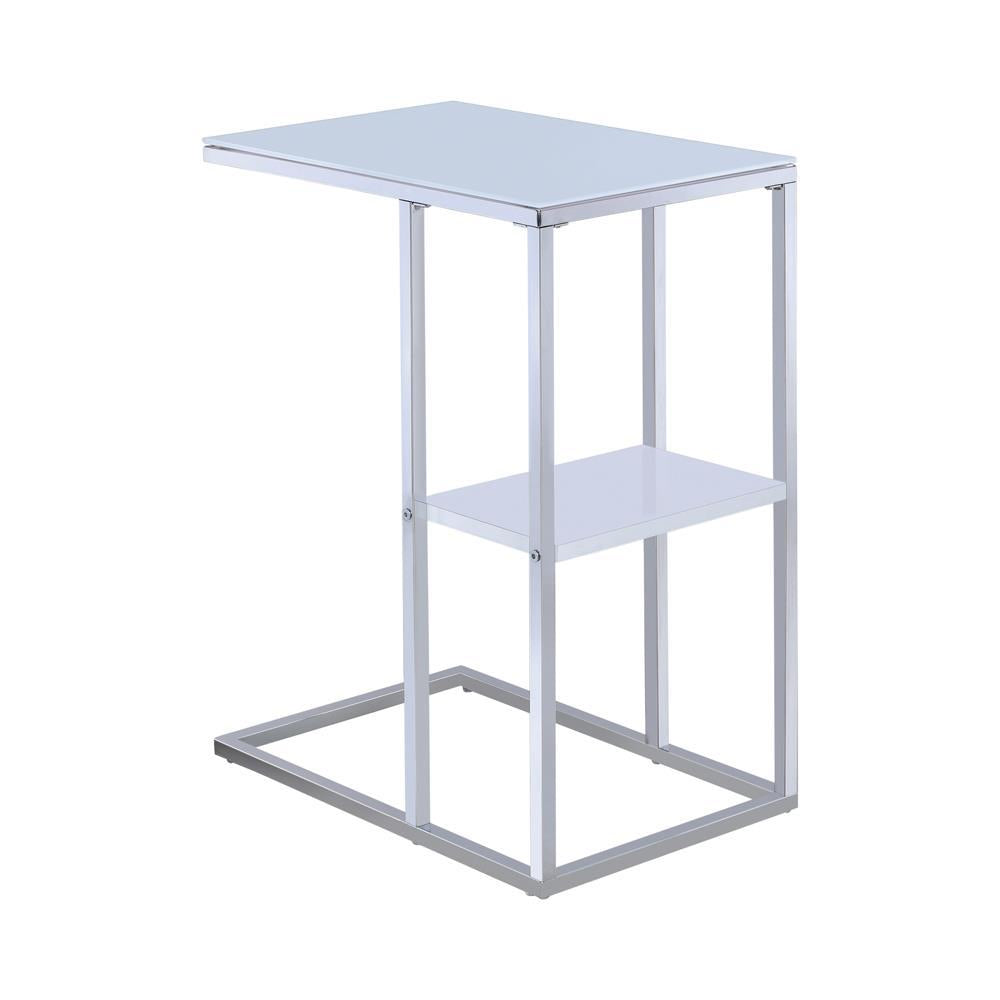 Daisy 1-Shelf Accent Table Chrome And White