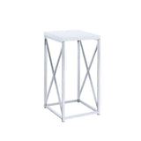 Edmund Accent Table With X-Cross Glossy White And Chrome