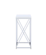 Edmund Accent Table With X-Cross Glossy White And Chrome